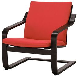 Fotoliu Ikea Poang/Vissle (Negru/Rosu) Thumb