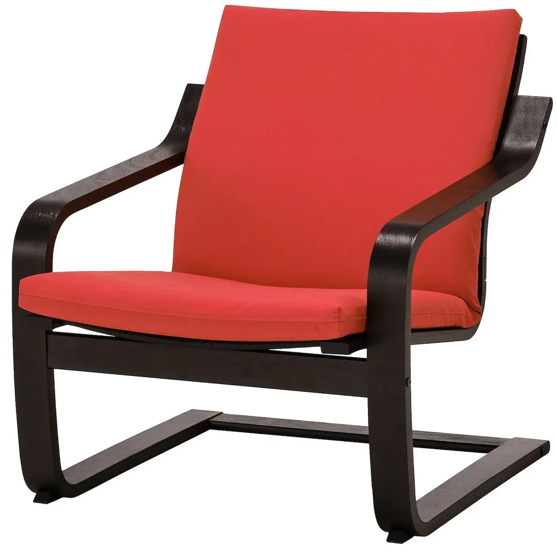 Fotoliu Ikea Poang/Vissle (Negru/Rosu)