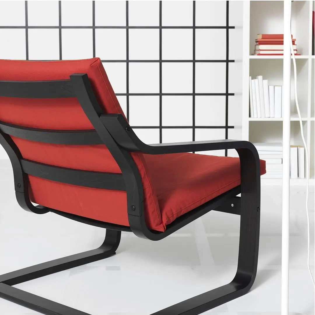 Fotoliu Ikea Poang/Vissle (Negru/Rosu)