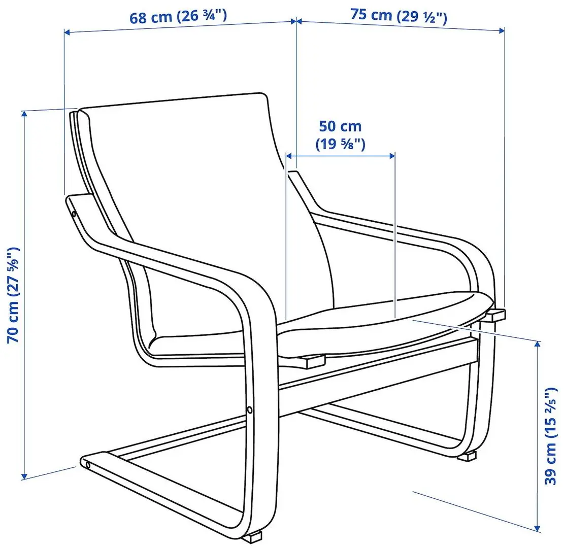 Fotoliu Ikea Poang/Vissle (Rosu)