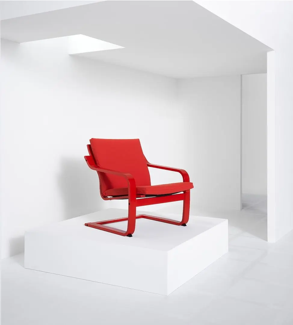 Fotoliu Ikea Poang/Vissle (Rosu)