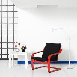 Fotoliu Ikea Poang/Vissle (Rosu/Negru)