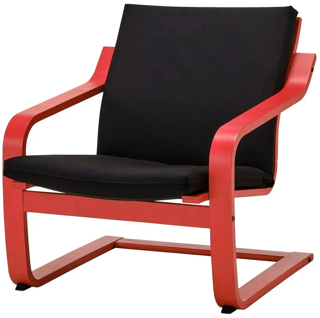 Fotoliu Ikea Poang/Vissle (Rosu/Negru)