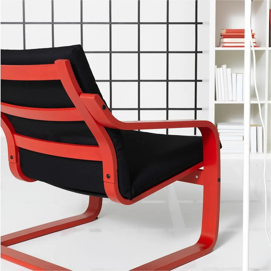 Fotoliu Ikea Poang/Vissle (Rosu/Negru)