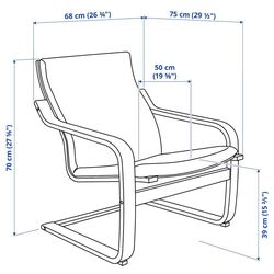 Fotoliu Ikea Poang/Vissle (Natural/Bej/Negru) Thumb