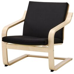 Fotoliu Ikea Poang/Vissle (Natural/Bej/Negru) Thumb