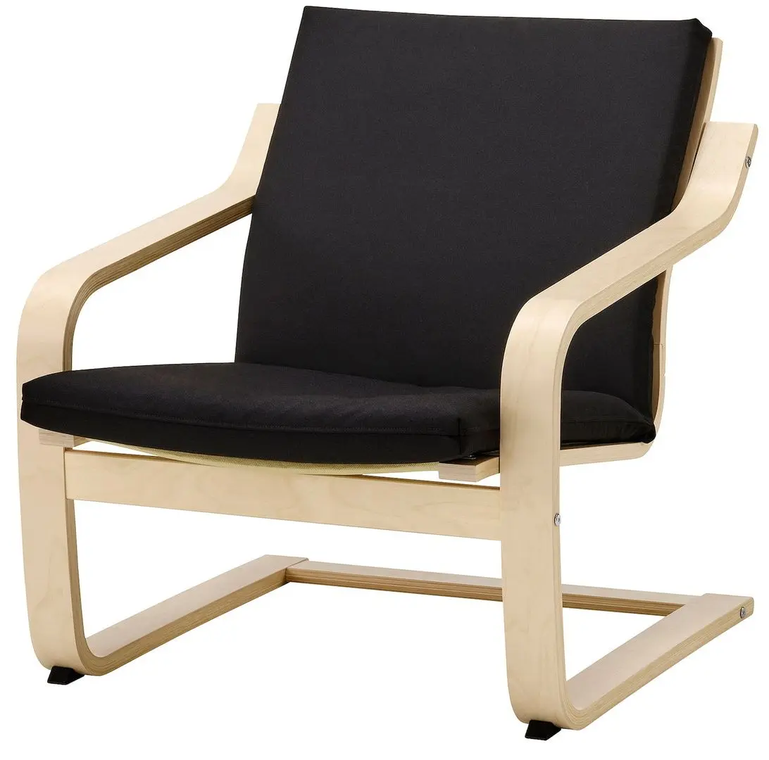 Fotoliu Ikea Poang/Vissle (Natural/Bej/Negru)