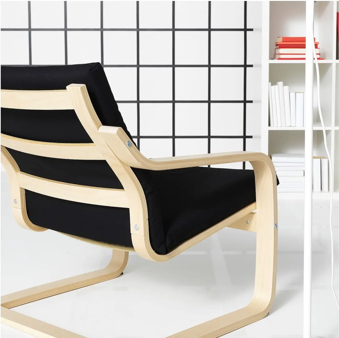 Fotoliu Ikea Poang/Vissle (Natural/Bej/Negru)