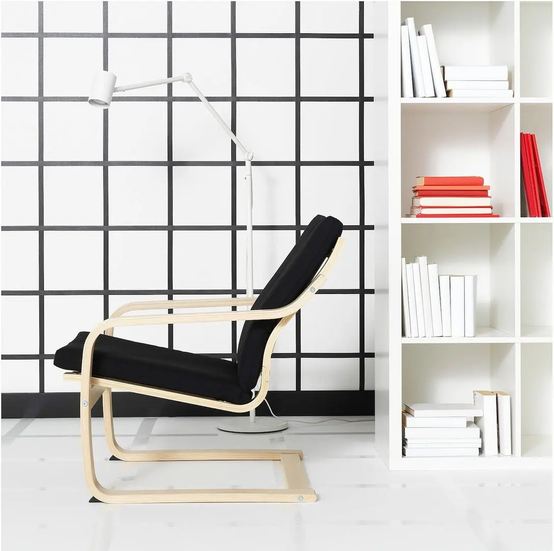 Fotoliu Ikea Poang/Vissle (Natural/Bej/Negru)