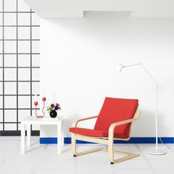 Fotoliu Ikea Poang/Vissle (Natural/Bej/Rosu)