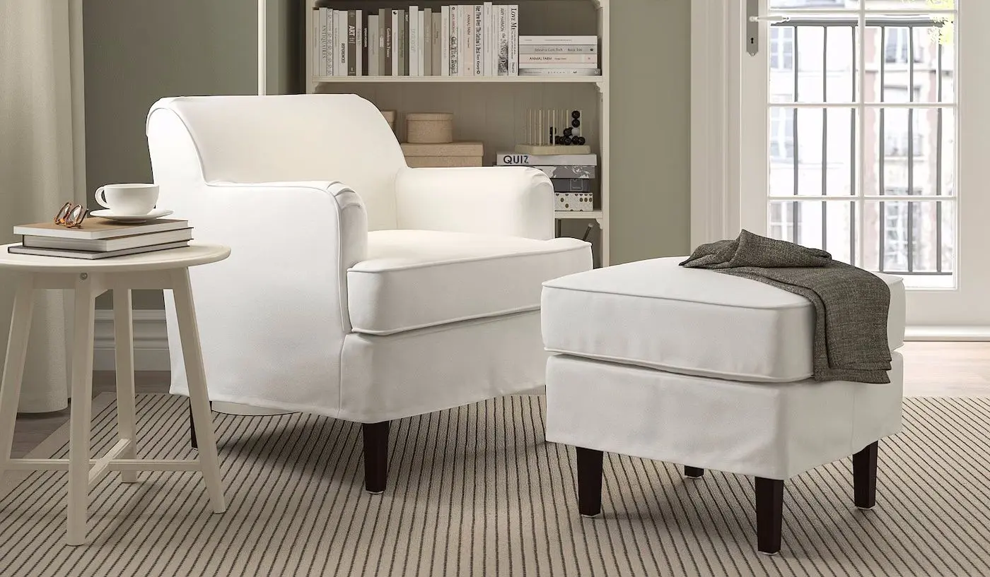 Fotoliu Ikea Rocksjon/Blekinge cu puf (Alb)