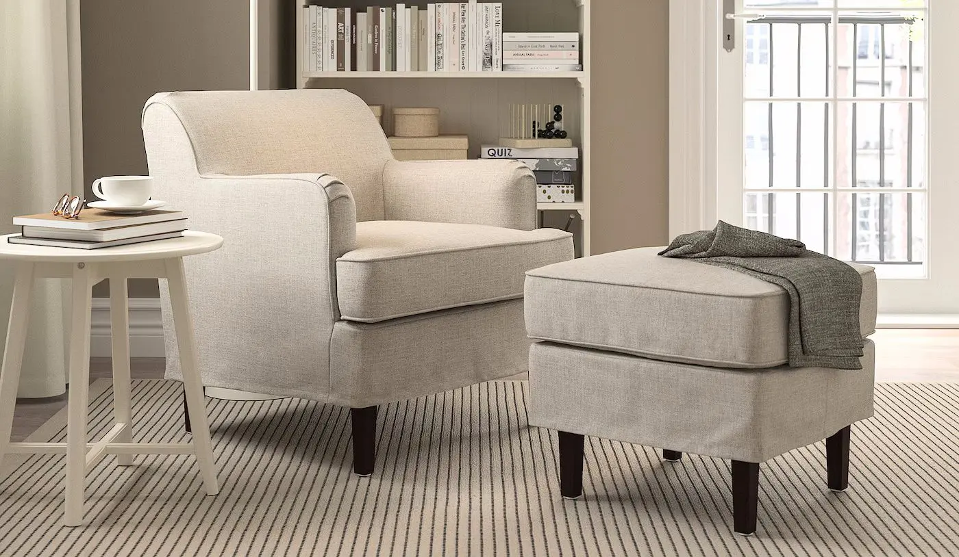 Fotoliu Ikea Rocksjon/Kilanda cu puf (Bej Deschis)