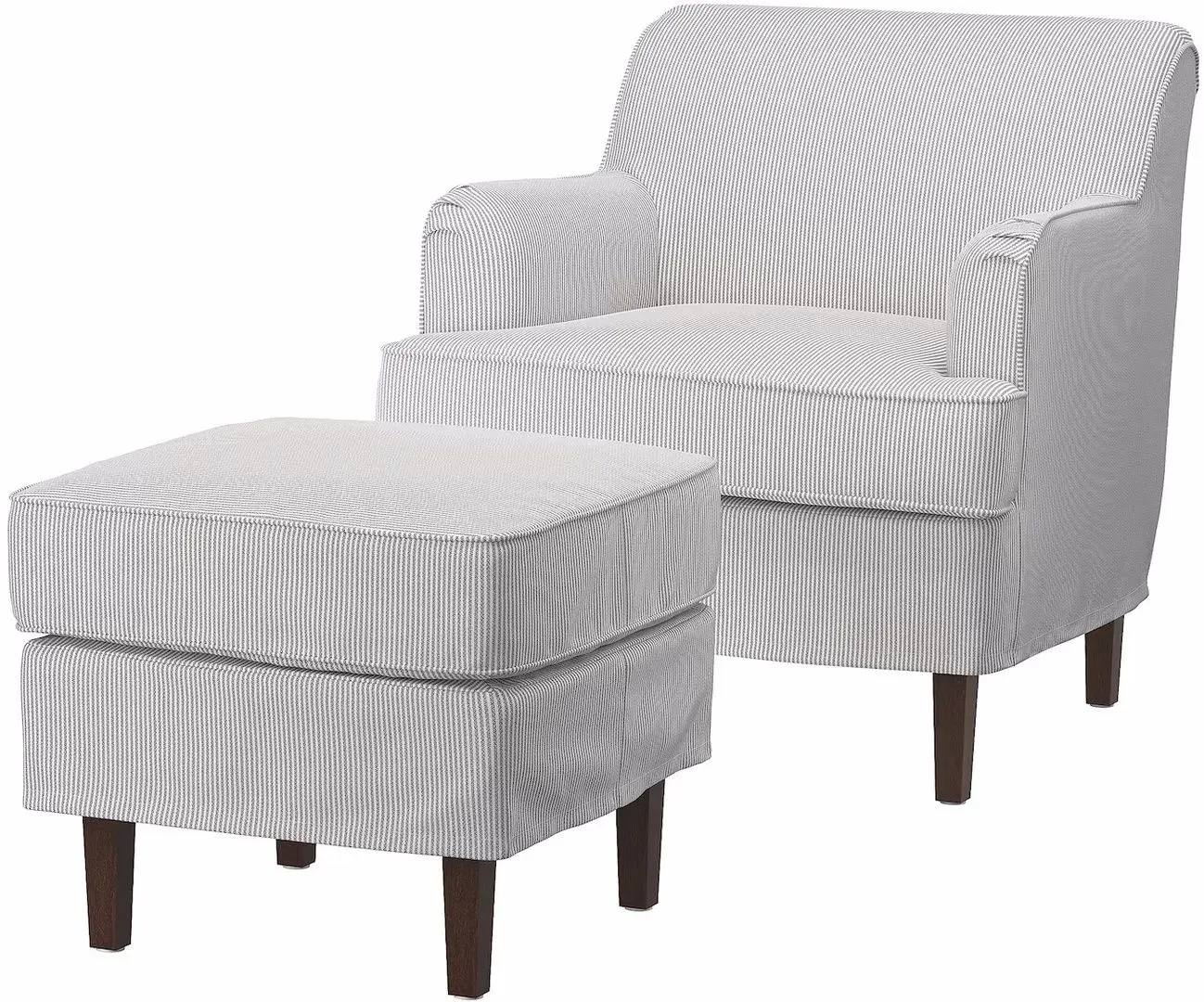 Fotoliu Ikea Rocksjon/Klovsta cu puf (Gri/Alb)