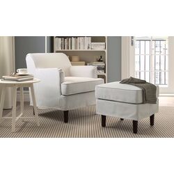 Fotoliu Ikea Rocksjon/Klovsta cu puf (Gri/Alb)