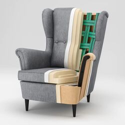 Fotoliu Ikea Strandmon cu brate (Skiftebo Galben) Thumb