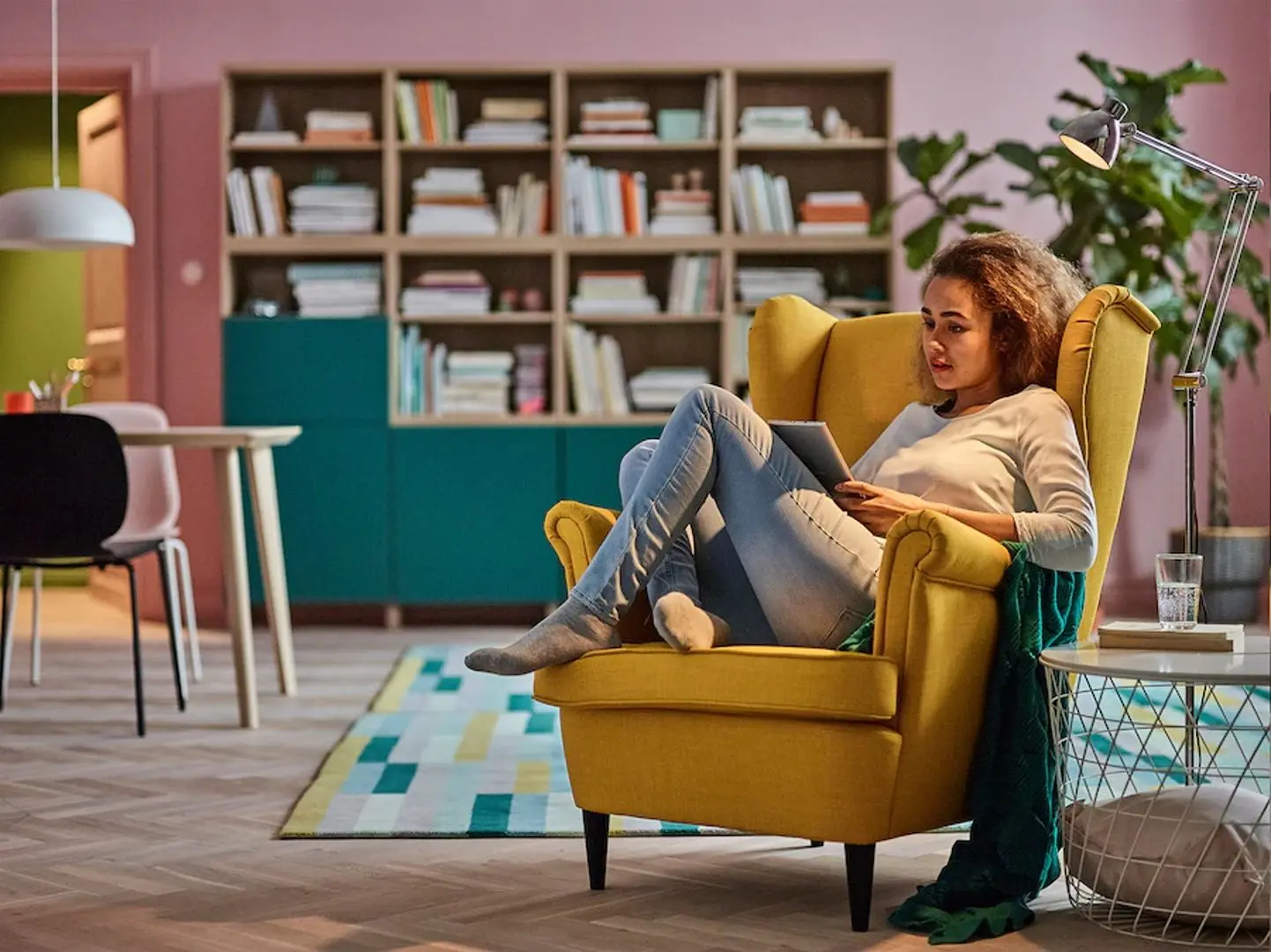 Fotoliu Ikea Strandmon cu brate (Skiftebo Galben) - 7