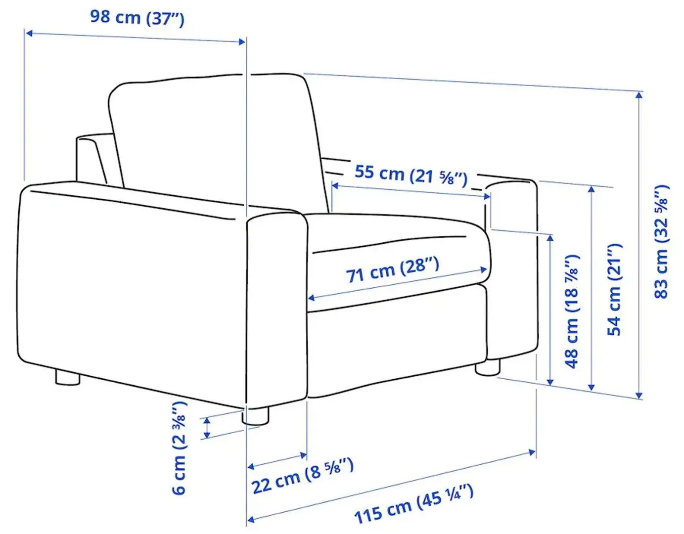 Fotoliu Ikea Vimle cu brate late (Gunnared Gri Mediu)