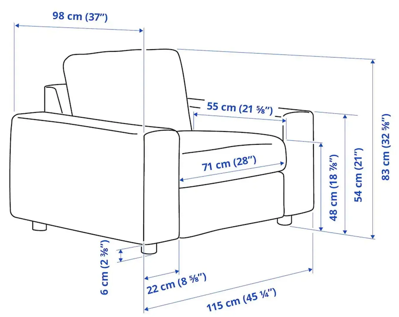 Fotoliu Ikea Vimle cu brate late (Hallarp Gri)