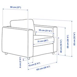 Fotoliu Ikea Vimle cu brate late (Gri) Thumb