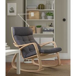 Fotoliu balansoar Ikea Poang (Furnir Stejar Alb/Gunnared Gri Inchis)