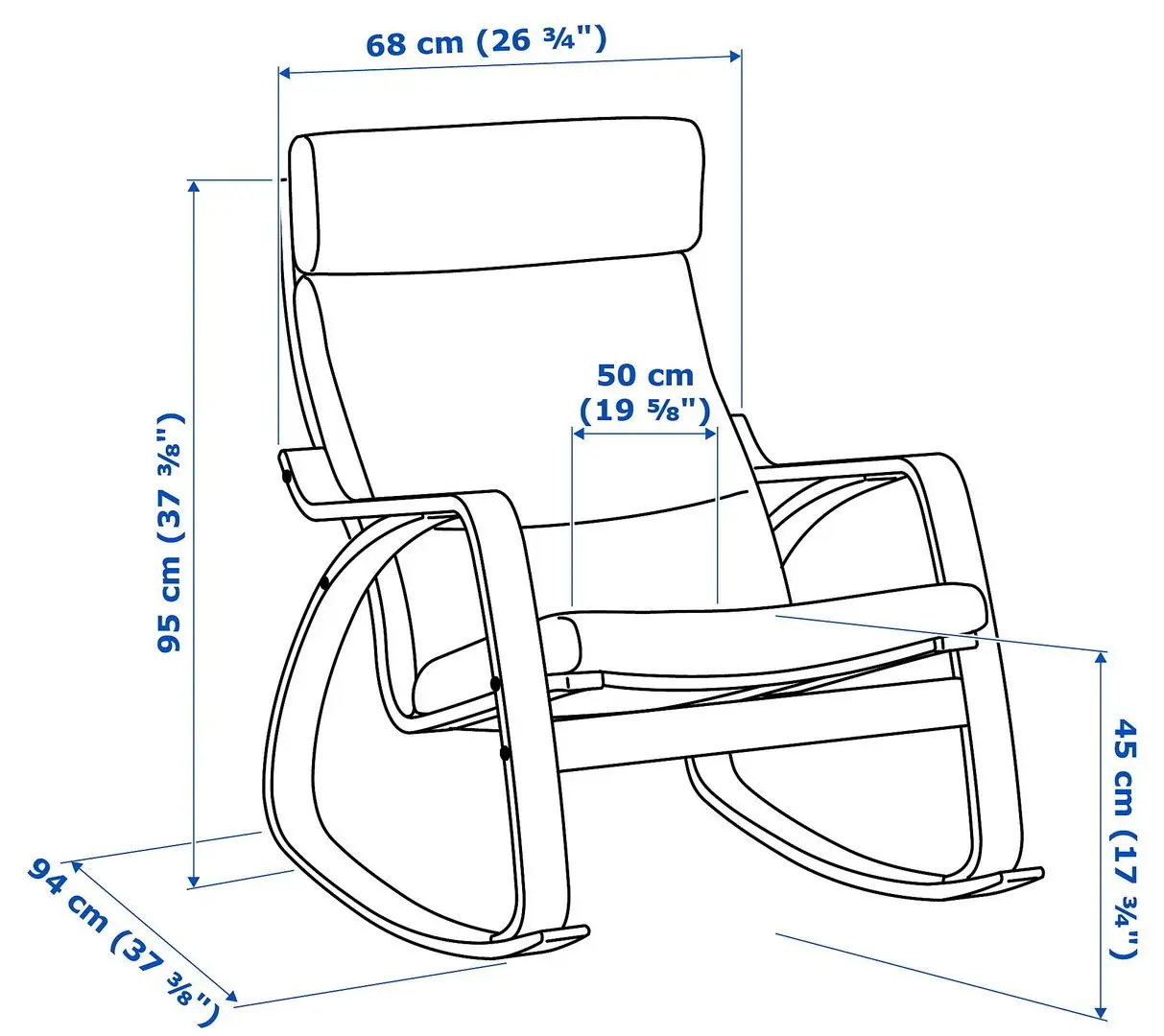 Кресло-качалка Ikea Poang/Glose (Березовый шпон/Темно-коричневый)
