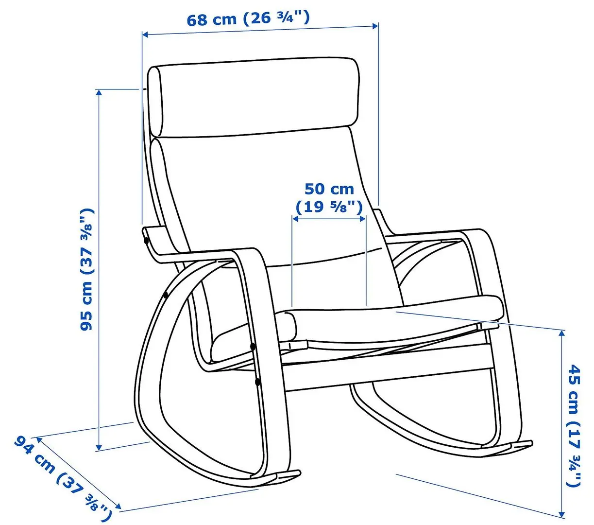 Fotoliu balansoar Ikea Poang (Furnir Mesteacăn/Hillared Antracit)