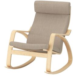 Fotoliu balansoar Ikea Poang (Furnir Mesteacăn/Hillared Bej)