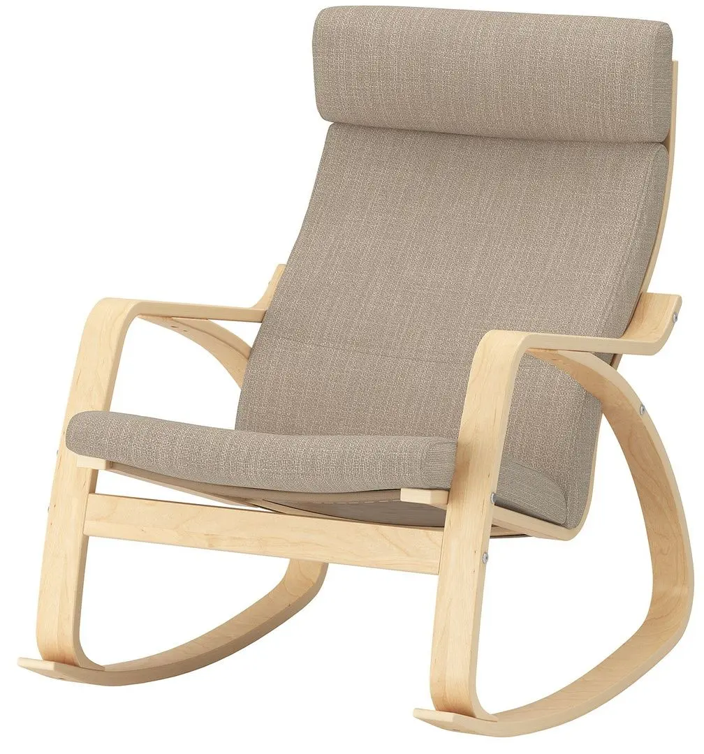Fotoliu balansoar Ikea Poang (Furnir Mesteacăn/Hillared Bej)