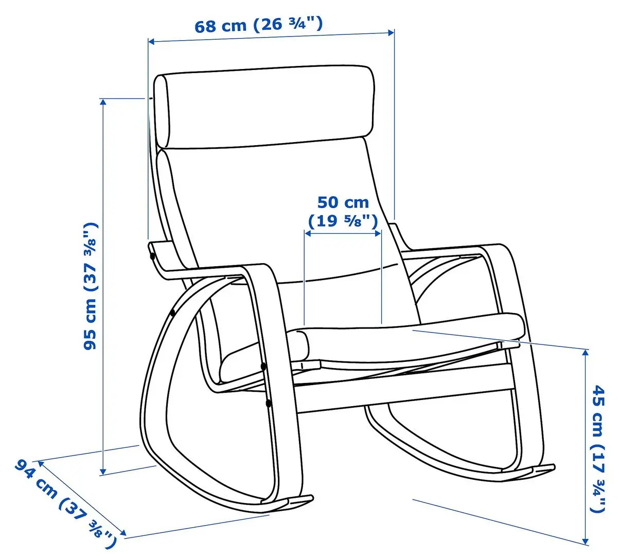 Fotoliu balansoar Ikea Poang (Furnir Mesteacăn/Hillared Bej)