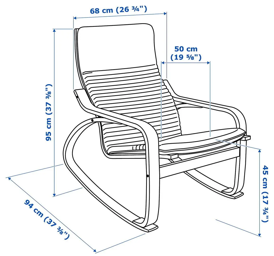 Fotoliu balansoar Ikea Poang (Furnir Mesteacăn/Knisa Bej Deschis)