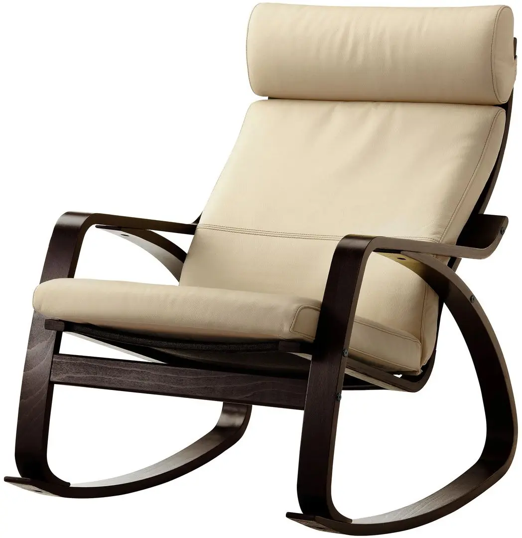 Fotoliu balansoar Ikea Poang (Negru-Maro/Glose Ecru)