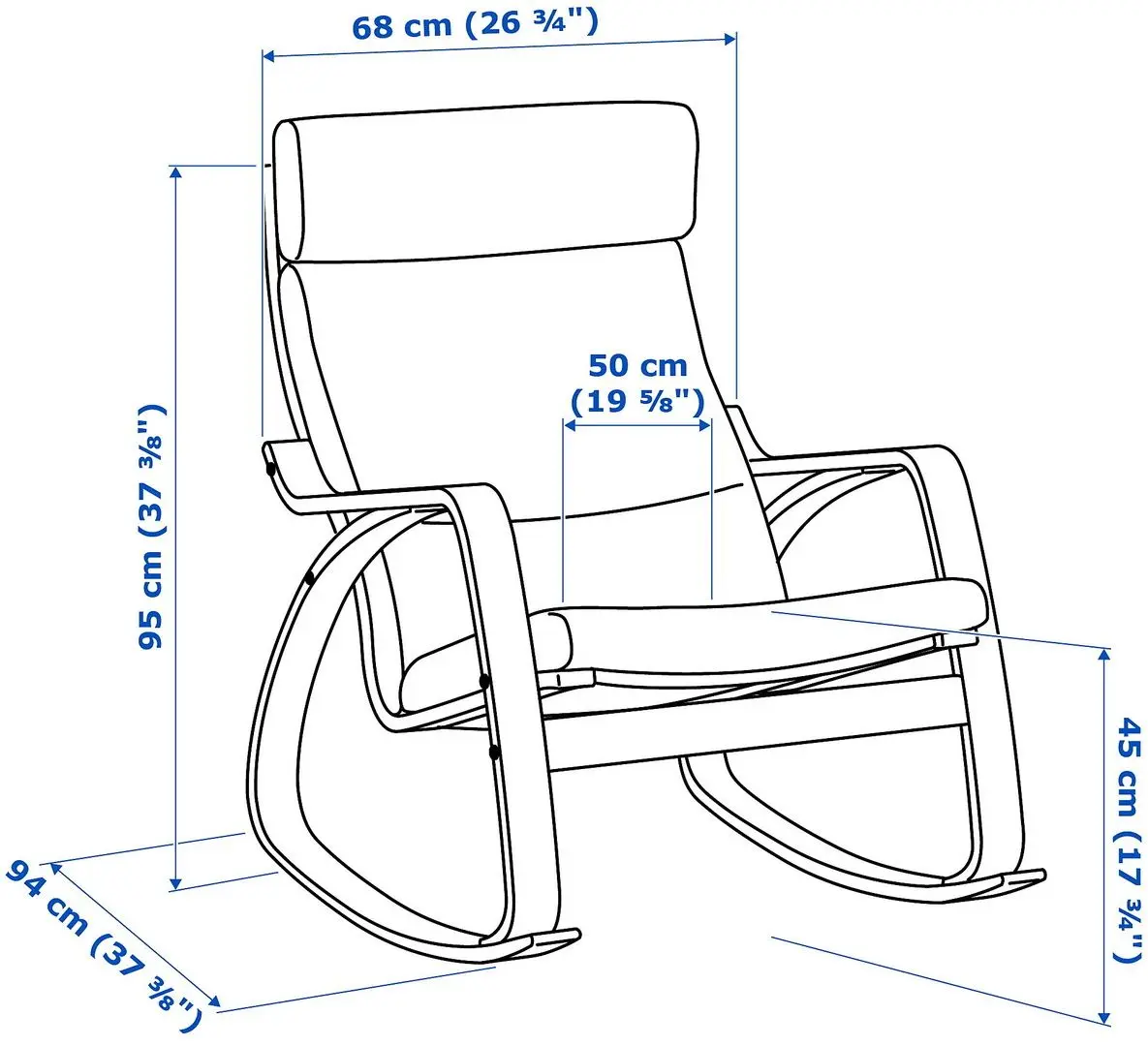 Кресло-качалка Ikea Poang/Glose (Черно-коричневый/Темно-коричневый) - 5