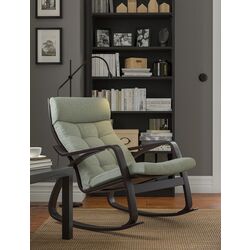 Fotoliu balansoar Ikea Poang (Negru-Maro/Gunnared Verde Deschis)