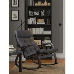 Fotoliu balansoar Ikea Poang (Negru-Maro/Gunnared Gri Inchis)