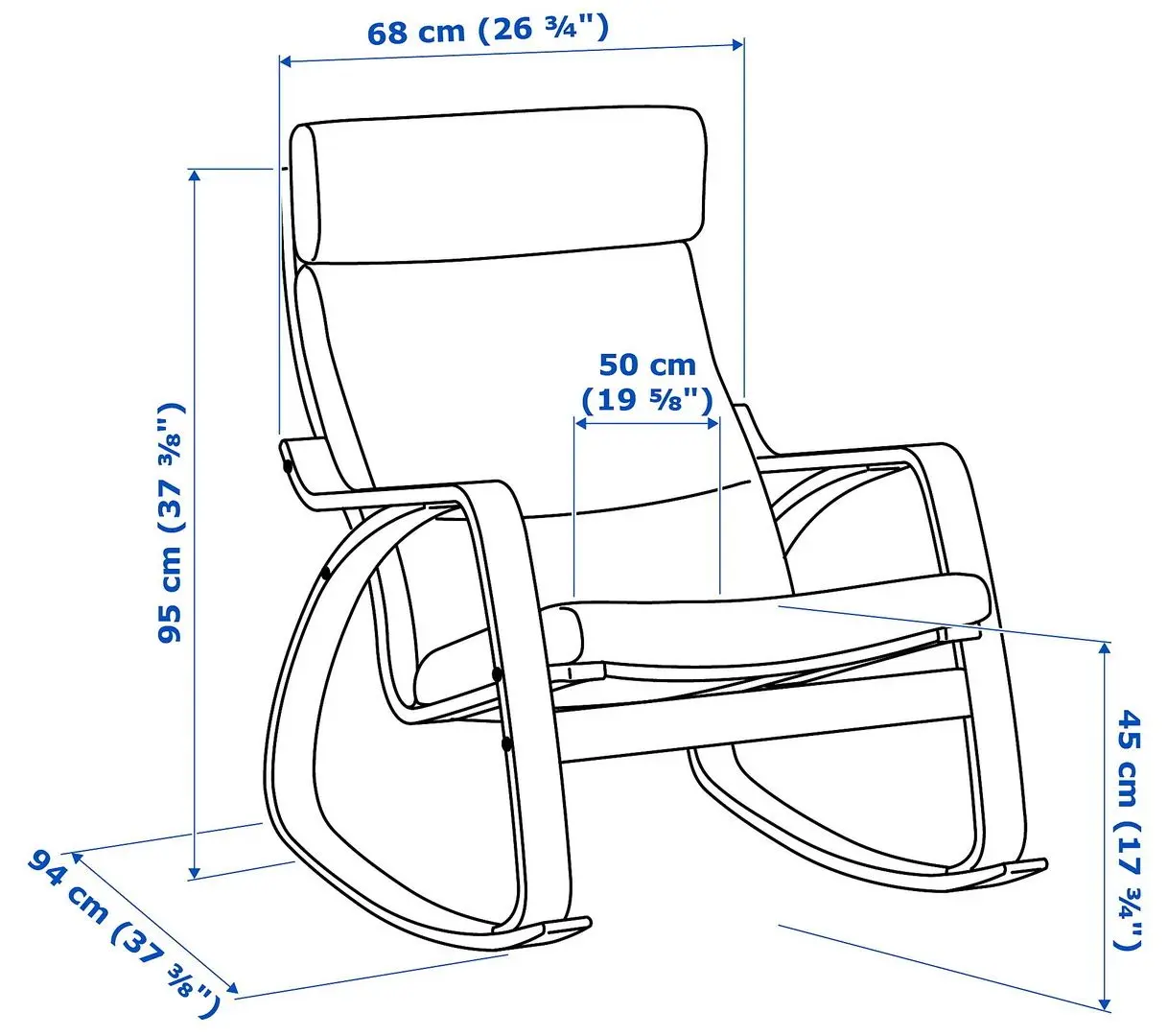 Fotoliu balansoar Ikea Poang (Negru-maro/Hillared Antracit)