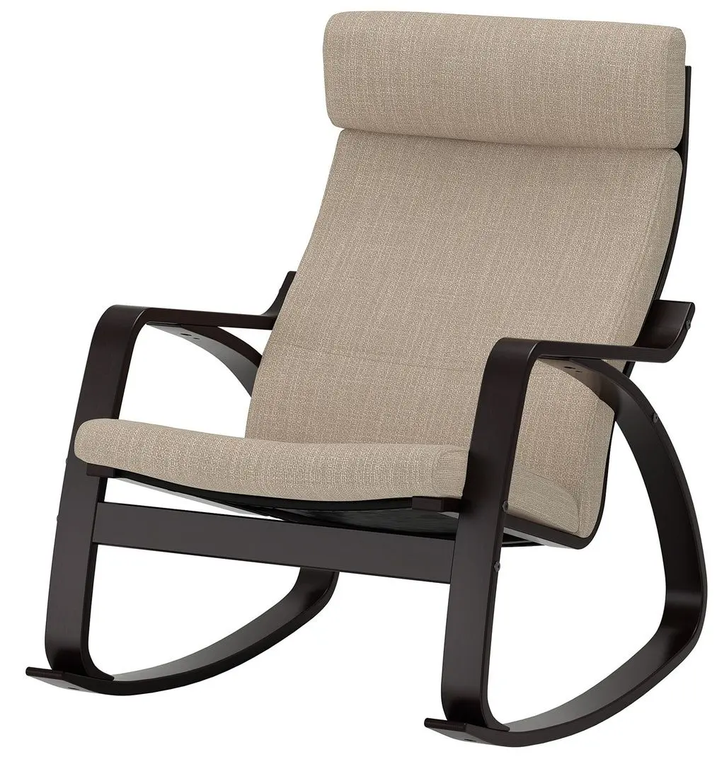 Fotoliu balansoar Ikea Poang (Negru-maro/Hillared Bej)