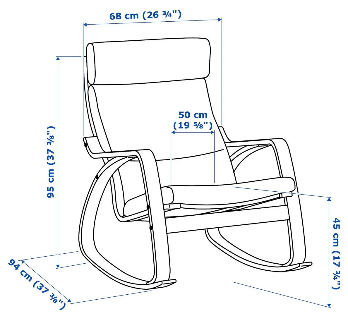 Fotoliu balansoar Ikea Poang (Negru-maro/Hillared Bej)