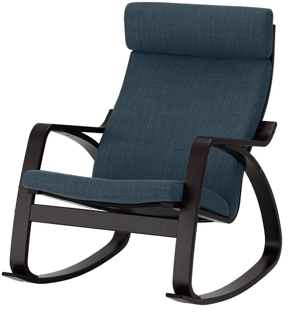 Fotoliu balansoar Ikea Poang (Negru-maro/Hillared Albastru Inchis)