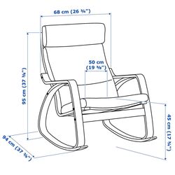 Fotoliu balansoar Ikea Poang (Negru-maro/Hillared Albastru Inchis) Thumb