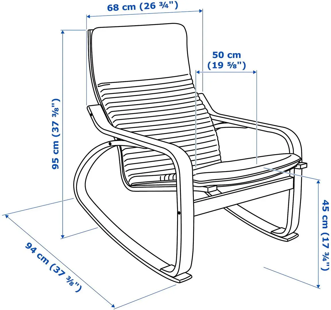 Кресло-качалка Ikea Poang (Дубовый шпон Беленый/Книса Светло-Бежевый)