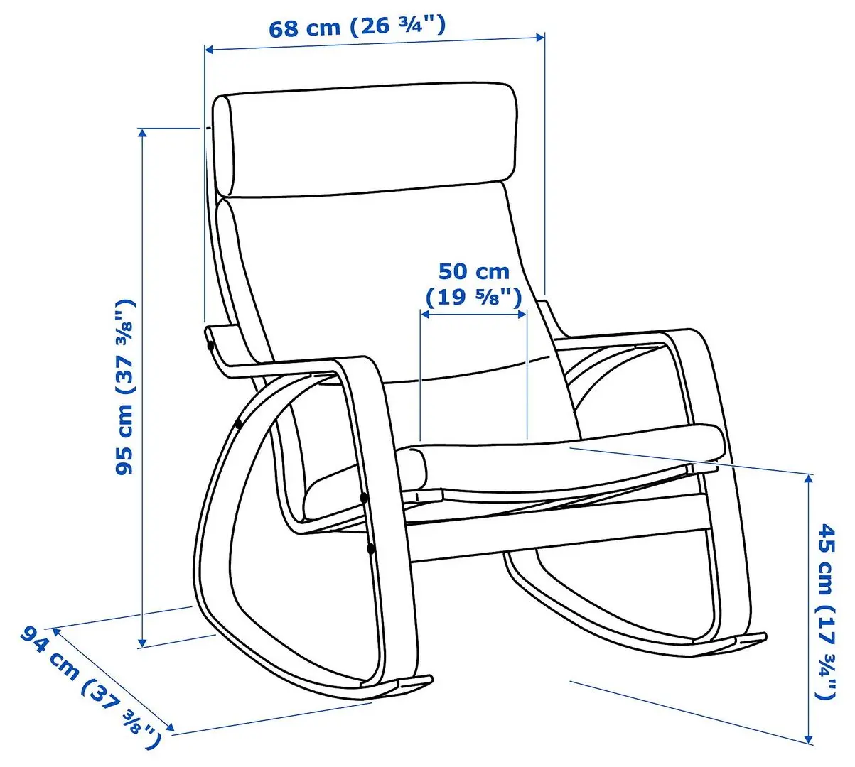 Кресло-качалка Ikea Poang/Glose (Дубовый шпон белый/Темно-коричневый)