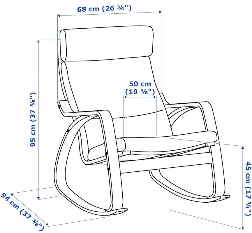 Кресло-качалка Ikea Poang (Дубовый Шпон Белый/Хилларед Антрацит)