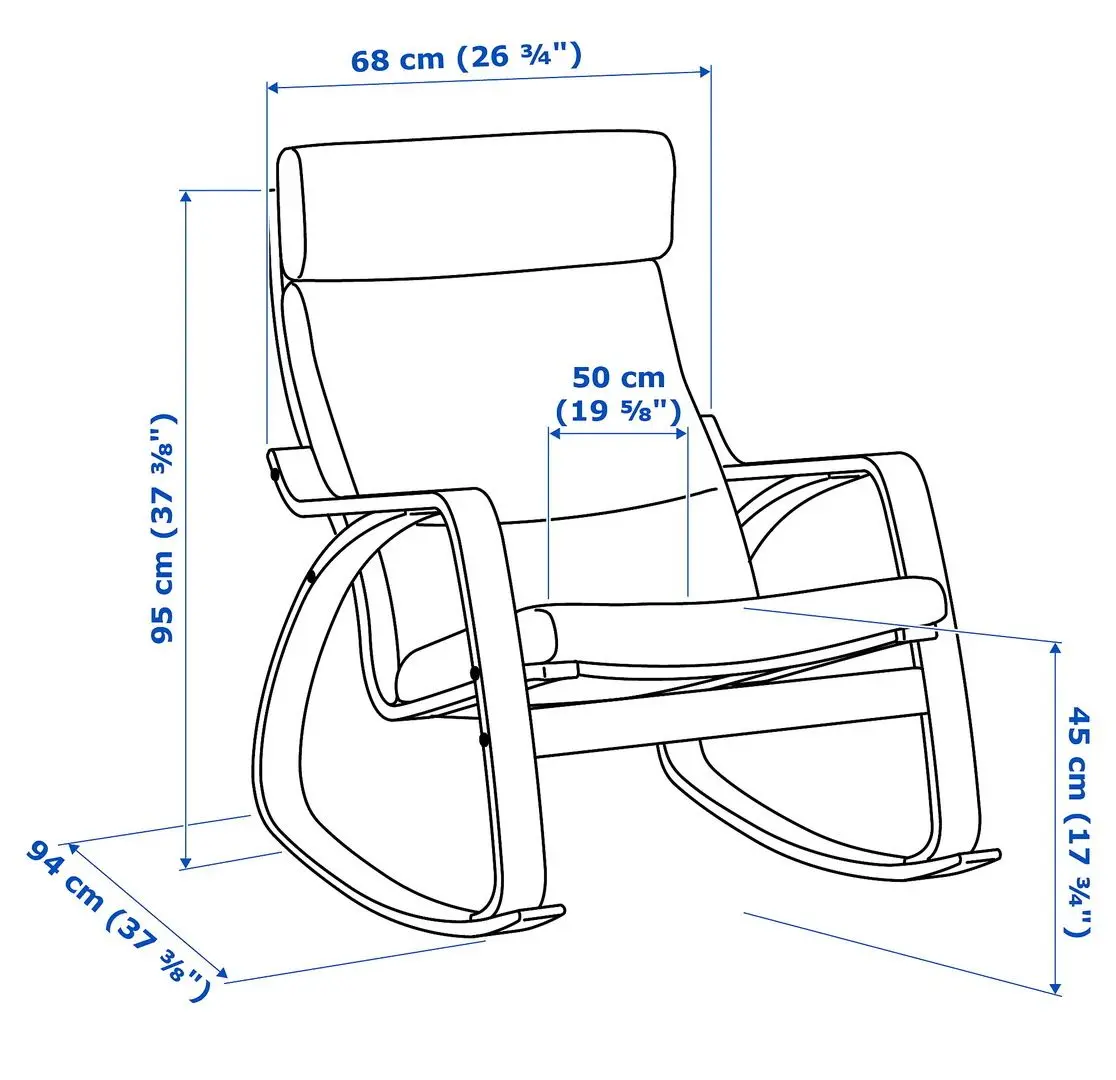 Кресло-качалка Ikea Poang (Дубовый Шпон Белый/Хилларед Бежевый)
