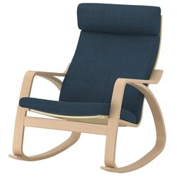 Fotoliu balansoar Ikea Poang (Furnir Stejar Alb/Hillared Albastru Inchis)