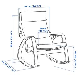 Кресло-качалка Ikea Poang (Дубовый Шпон Белый/Хилларед Темно-синий) Thumb