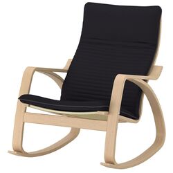 Fotoliu balansoar Ikea Poang (Furnir Stejar Alb/Knisa Negru)