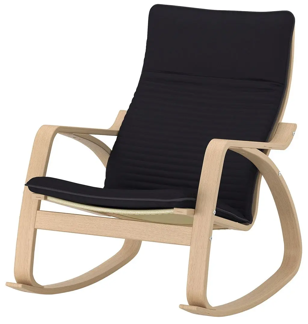 Fotoliu balansoar Ikea Poang (Furnir Stejar Alb/Knisa Negru)