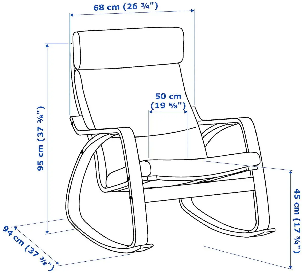 Fotoliu balansoar Ikea Poang (Maro/Hillared Antracit)