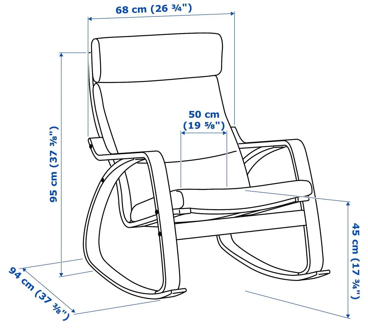 Fotoliu balansoar Ikea Poang (Maro/Hillared Bej)