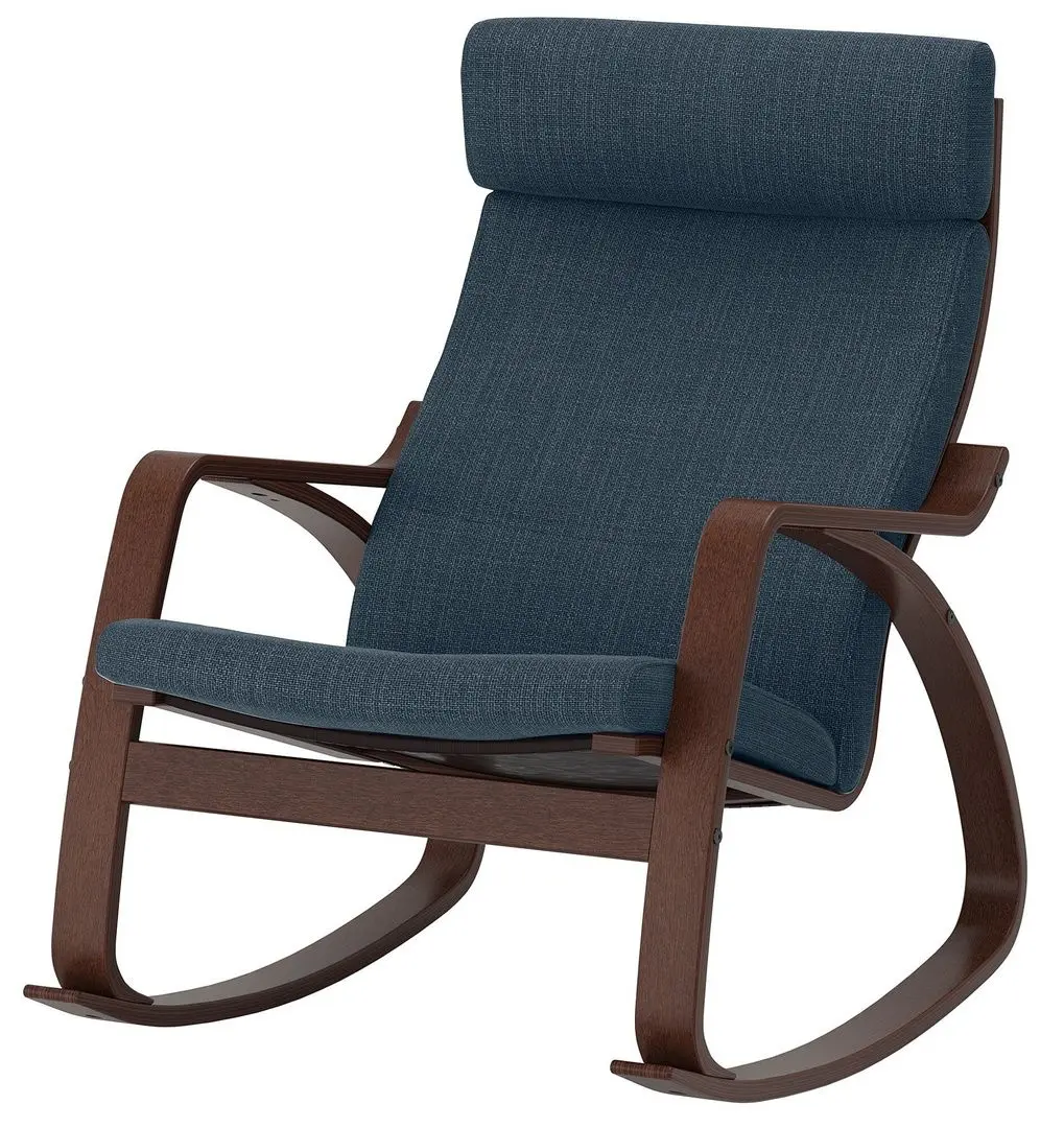 Fotoliu balansoar Ikea Poang (Maro/Hillared Albastru Inchis)